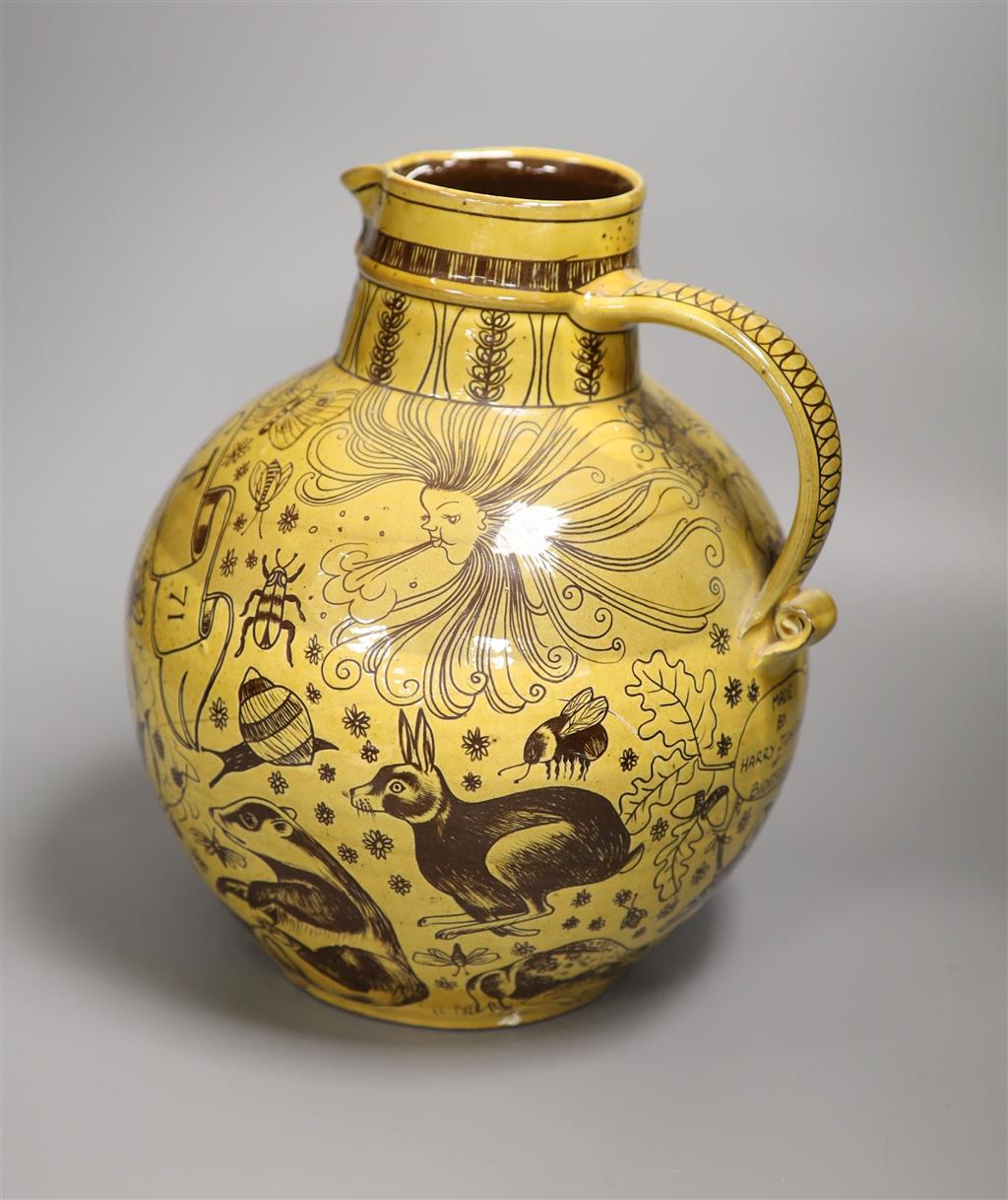 A pottery Harvest jug, dated 1971, made by Harry Juniper of Bideford, 1971, height 29cm